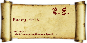 Mezey Erik névjegykártya